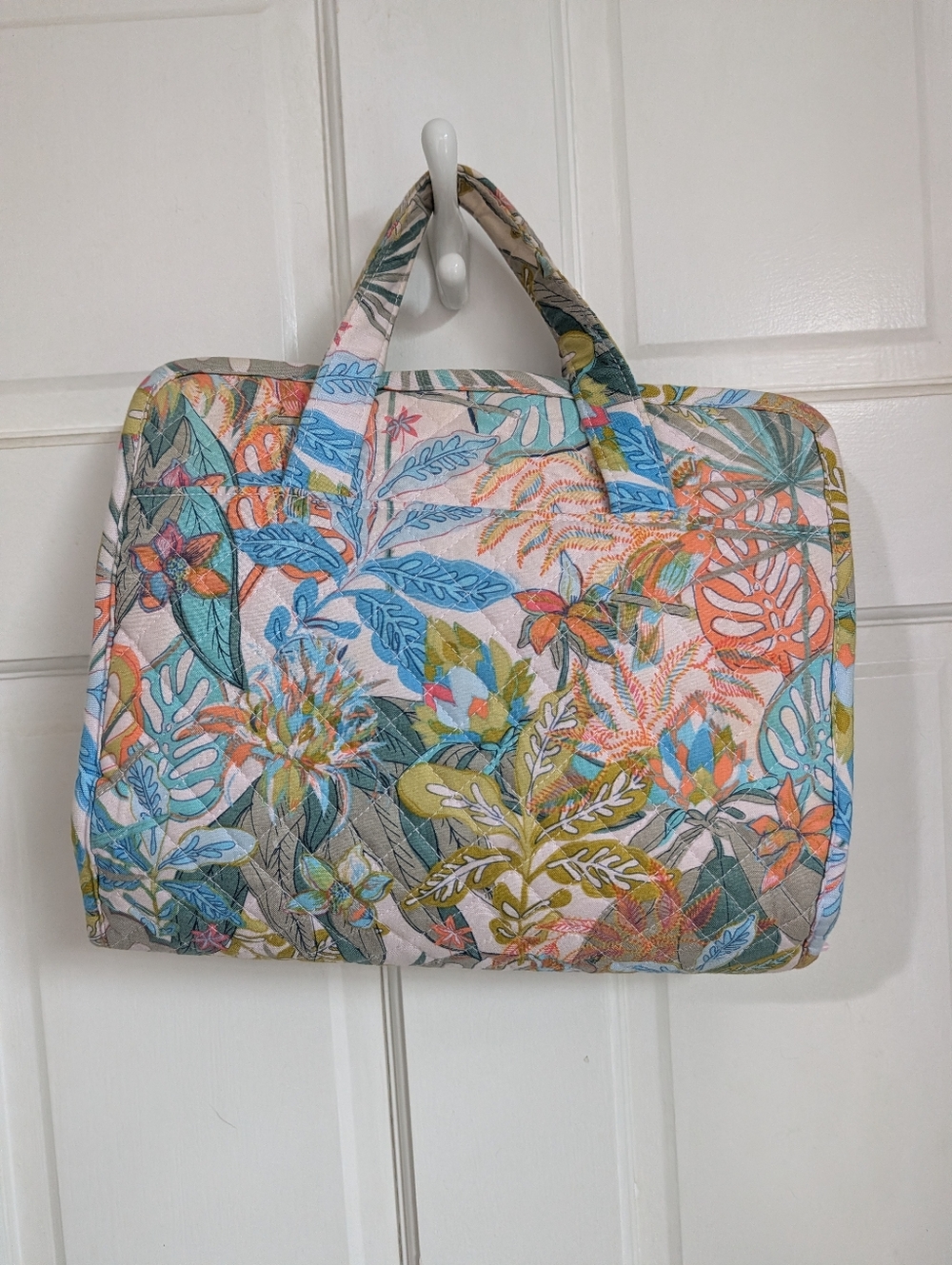 Vera Bradley Quilted Tropical Floral Travel Tote in Blue, Green & Pink